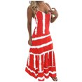 thumbnail image 1 of Cameland Robe Décontractée pour Femme Grande Taille, Imprimé Marguerites, Col en V, Sans Manches, Ample, Longueur Genou, Rouge, M, 1 of 5