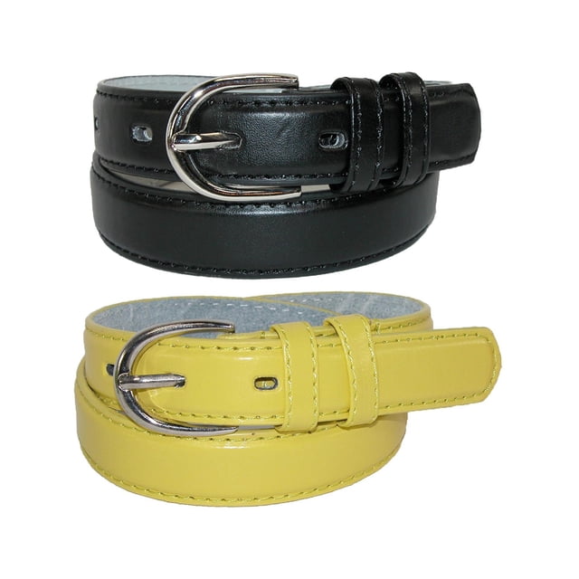 CTM® Kid's Basic Leather Dress Belt (Pack of 2 Colors)