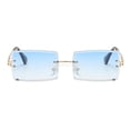 thumbnail image 3 of Milaget Chic Rectangle Cut Rimless Sunglasses Tinted Lens Eyeglasses Eyewear Shades Blue, 3 of 7