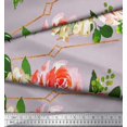 thumbnail image 3 of Soimoi Cotton Cambric Fabric Leaves & Ranunculus Floral Printed Craft Fabric by the Yard 42 Inch Wide, 3 of 5