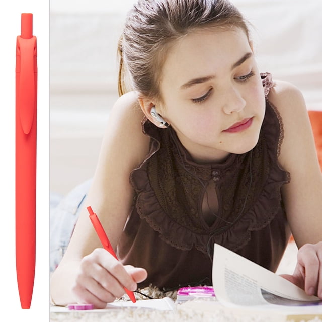 Red Gel Ink Pen 0.5Mm Retractable Slient Writing Ballpoint Pen For Journaling School Office Red Barrel With 2Ml Ink For Women Kids