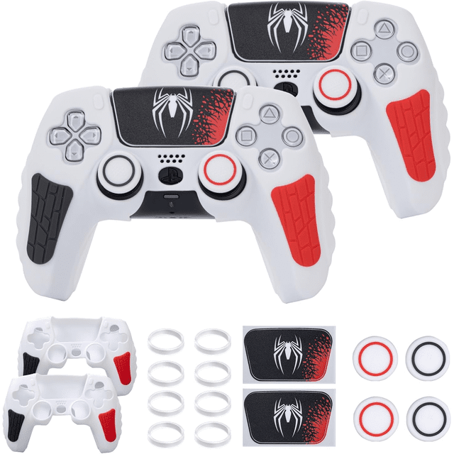 AARONMEI PS5 Controller Silicone Cover Case Black Spider Man Theme Anti-Slip Grip