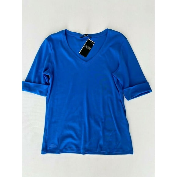 LAUREN Ralph Lauren V-Neck Tee Ocean Aqua ( L )