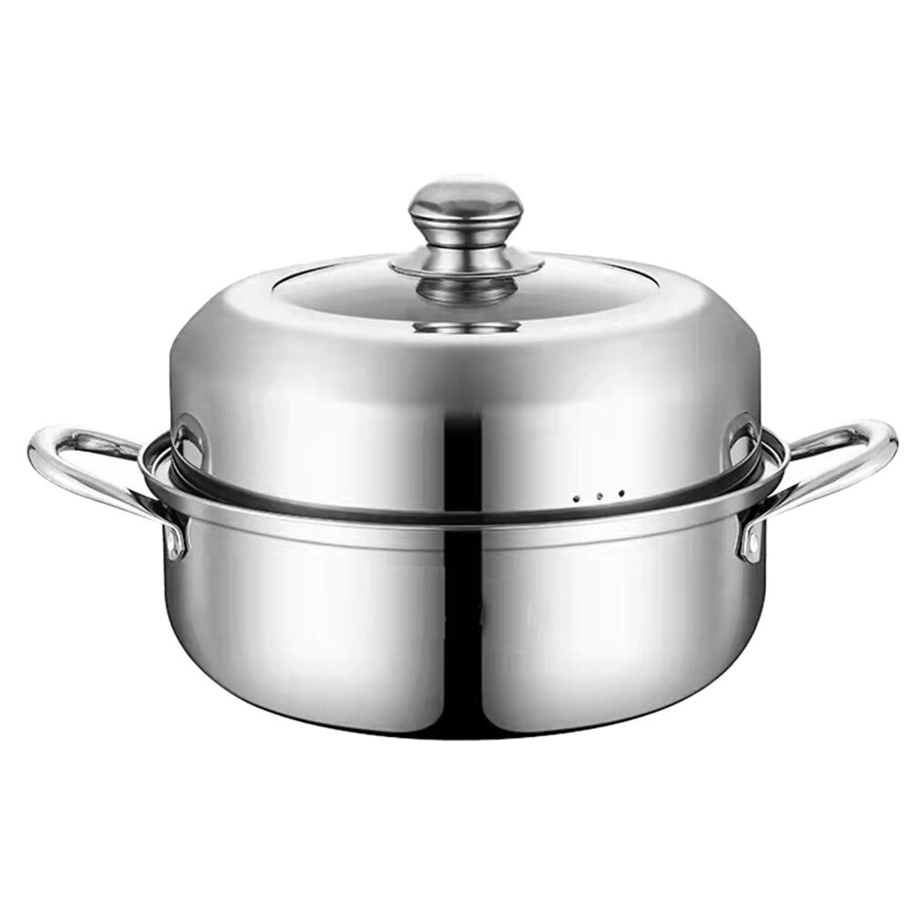 1 Pce Casserole Vapeur en Acier Inoxydable Multifonctionnelle pour la Maison (Argent)