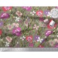 thumbnail image 2 of Soimoi Green Poly Georgette Fabric Leaves & Floral Artistic Decor Fabric Printed Yard 52 Inch Wide, 2 of 5