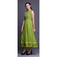 thumbnail image 3 of Bimba Robe Anarkali à Blocs Vert Pâle Col Mandarin Sans Manches Kurtis pour Femmes Robe Maxi à Imprimé X-Small, 3 of 6