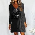 thumbnail image 1 of Robe Ample Décontractée pour Femmes à Col en V Classique à Manches Longues avec Imprimé Floral, 1 of 4
