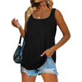 thumbnail image 1 of CHUANK Clearance Ladies Tops Womens Blouses Solid Square Neck V-Neck Summer Sleeveless Tank Tops, 1 of 6