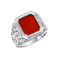 thumbnail image 3 of RYLOS Men's Rings 14K White Gold Ring With Diamonds and RED QUARTZ Set in Designer Nugget Style Rings For Men Size 10, 3 of 8
