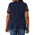 thumbnail image 3 of GRACE & GRANDEUR Women's Plus Size Round Neck Swing Peplum Mesh Lace Top Blue 4X, 3 of 7