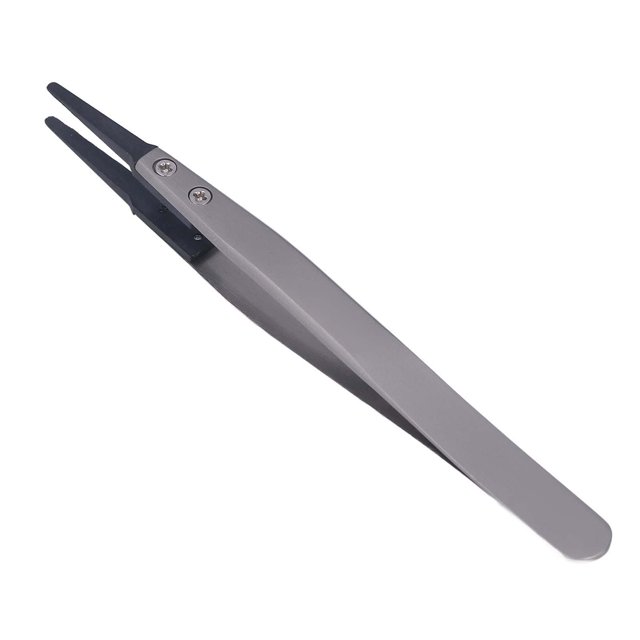 FLAMEEN Electronic Tweezers,Round Elbow Tweezers Antistatic Tweezers With Interchangeable Plastic Tip For Electronic Repair
