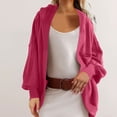 thumbnail image 2 of Pisexur Manteau pour Femmes avec Capuche Trench Manteaux Chandail à Capuche Vestes d'Automne Femmes Décontracté Couleur Unie Col Rond Manches Longues Veste Ample Veste Décontractée à Capuche à Manches Longues, 2 of 7