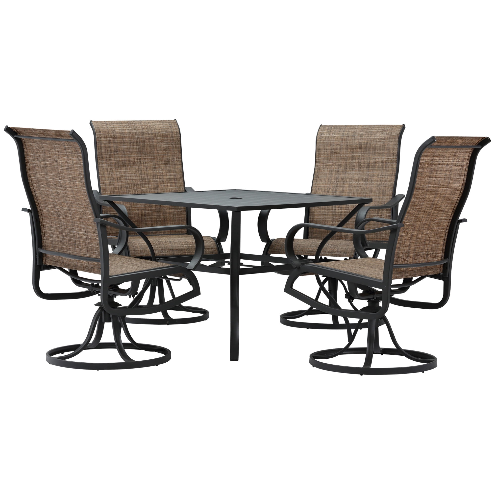 Outsunny Ensemble de Salle à Manger de Patio Extérieur 5 Pcs, Noir