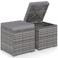 thumbnail image 2 of Costway 2PCS Patio Rattan Ottomans Seat Side Table Storage Box Footstool with Cushion Gray, 2 of 10