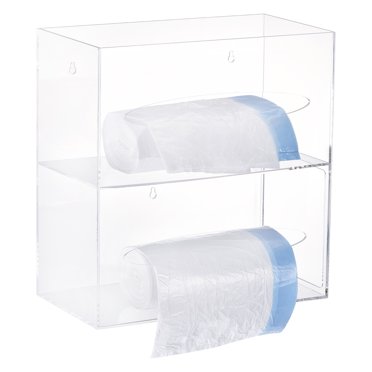 Unique Bargains Trash Bag Dispenser Roll Holder, Wall Mount Acrylic Garbage Bag Dispenser Storage Box for Garbage Bag