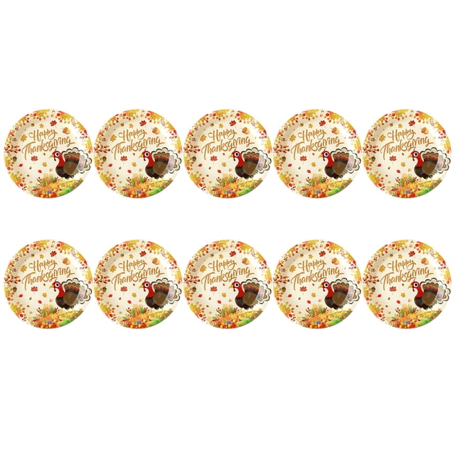 Thanksgiving Paper Plates 10 Piece Thanksgiving Halloween 9 Inch Turkey Letters Fruit Pumpkin Disposable Paper Plates for Dinner Parties Convenient And Portable Use Thanksgiving Plates Dispo
