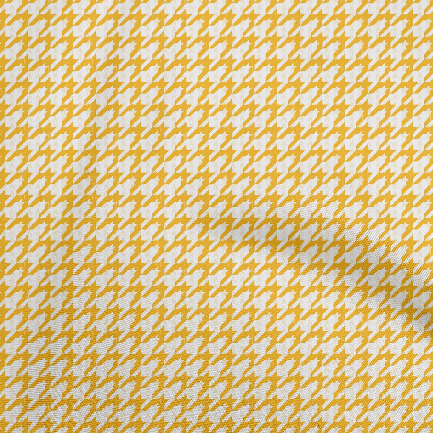 oneOone Polyester Spandex Yellow Fabric Houndstooth Dress Material Fabric Print Fabric By The Yard 56 Inch Wide