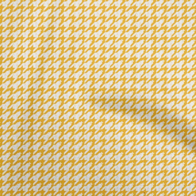 oneOone Cotton Poplin Yellow Fabric Houndstooth Sewing Craft Projects Fabric Prints By Yard 42 Inch Wide