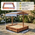 thumbnail image 3 of Outsunny Wooden Sandbox with Cover, Adjustable Canopy, Dark Brown, 3 of 10