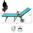 thumbnail image 2 of Gymax Folding Patio Rattan Lounge Chair Cushioned Aluminum Adjust Wheel Turquoise, 2 of 10