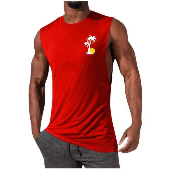 EGNMCR Round-Neck Tank Top Men's Tank High Elasticity Sports Pullover Round Neck Sleeveless Fitness Muscular Man Fitness Clothes Men cotton Tank Top