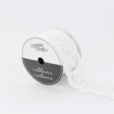UNIQUE CREATIV Lace Galloon Ribbon White 45 mm (1.77 in) × 2.74 m (1¾ in × 3 yd), 2.74 m (9 ft)