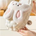 thumbnail image 4 of Womens Furry Slippers Plush Lining Cute Rabbit Removable Memory Foam Thick Bottom Soft Sole Comfortable Non-Slip Warm Winter Home Slippers White-07, 4 of 7
