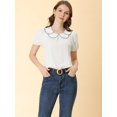 thumbnail image 2 of INSPIRE CHIC Blouse Haut à Col Peter Pan Décontracté d'Été Rétro à Manches Bouffantes pour Femme TG Blanc, 2 of 6