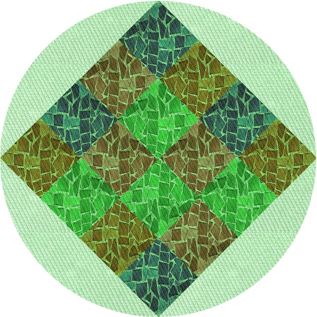 Ahgly Company Tapis de Zone Rond Vert Transitionnel pour Intérieur Lavable à la Machine, 6 Pieds Rond