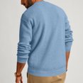thumbnail image 3 of Yuyuzo Sweatshirts for Men Long Sleeve Round Neck Buttons Pullover Knitted Textured Solid Color Tops, 3 of 6