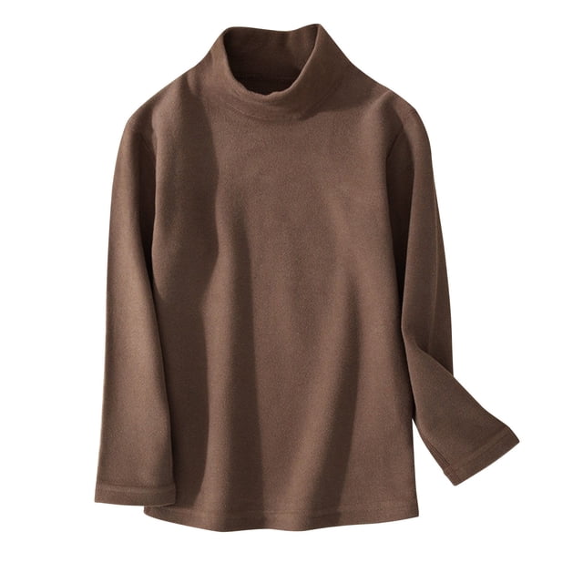 MeetoTime Little & Big Kids Soft Long Sleeve Mock Turtleneck Shirts Soft Solid Color Base Layer Undershirts Tops