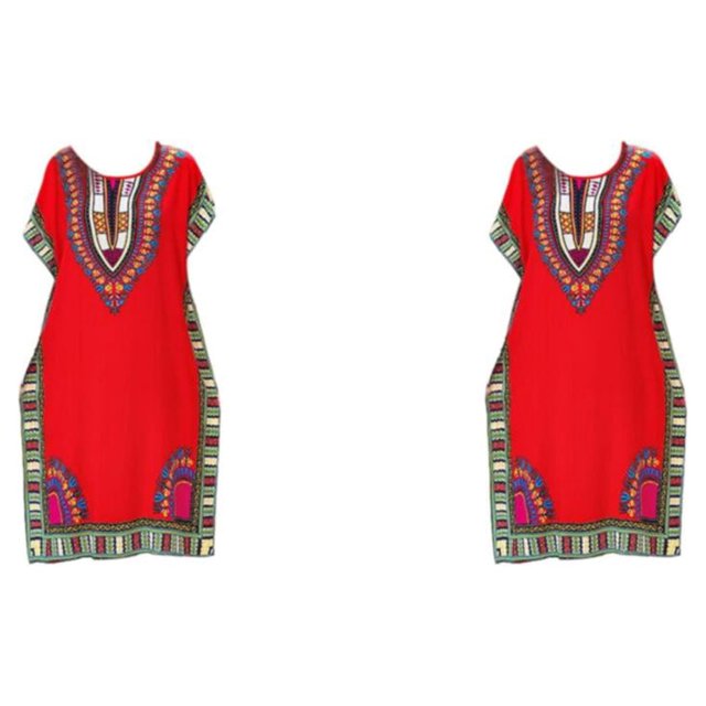 maskred Robe de Vacances de Plage Mode Femmes Boho Ethnique Élégante Robe en Vrac Rouge 2Set