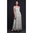 thumbnail image 4 of Bimba Robe Longue Maxi à Corsage Smocké pour Femmes à Imprimé Feuilles et Oiseau Flowerpecker - Grand, 4 of 7