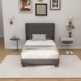 thumbnail image 4 of Costway Lit Plateforme Rembourré Format Simple Tête de Lit Capitonnée Base de Matelas Gris, 4 of 10