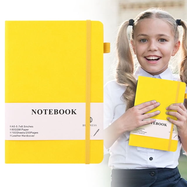Blekii A5 Hardcover Lined Journal – 200 Pages (100 GSM), Medium Size for Work, School & Note-Taking Simple horizontal line notebook yellow