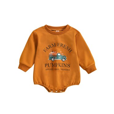Honganda Chandails en Molleton pour Bébés Filles Garçons Combinaisons Halloween Citrouille Voiture Imprimé Lettre Manches Longues Automne Justaucorps