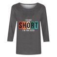 thumbnail image 5 of Chemises pour Femmes Habillées Décontractées, Chemises à Manches 3/4 pour Femmes, Tuniques à Manches Courtes Grande Taille pour Femmes, T-shirt à Manches 3/4 à Col Rond Imprimé Lettres Mode Décontractée pour Femmes, 5 of 5