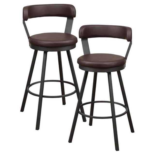 Lexicon Appert Chaise Pivotante en Métal Hauteur Pub en Argent Chiné/brun (Ensemble de 2)