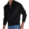 thumbnail image 1 of Sweaters for Men Standing Collar Half Zipper Elasticity Knit Base Long Sleeve, 1 of 9