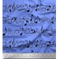 thumbnail image 1 of Soimoi Blue Viscose Chiffon Fabric Notes Musical Instrument Decor Fabric Printed Yard 42 Inch Wide, 1 of 1