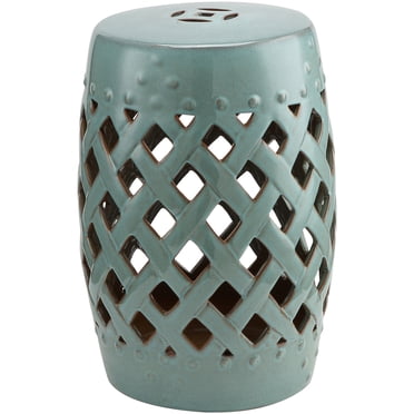 Outsunny 12.4" x 17.9" Outdoor Ceramic Garden Stool, Blue