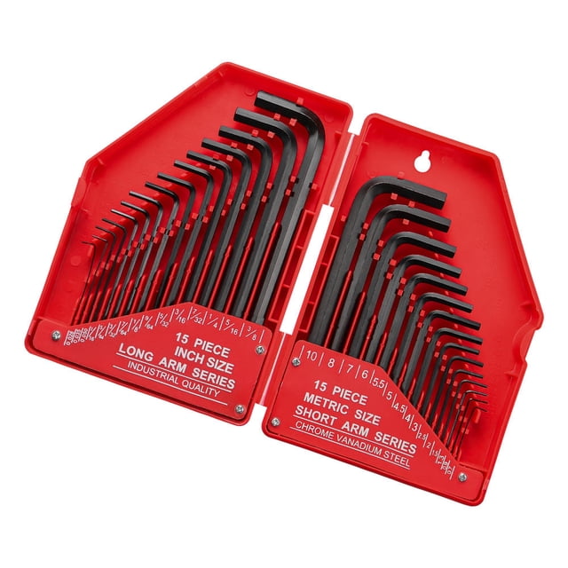 30-Piece Hex Key Allen Wrench Set with Precise and Chamfered Tip, L Shape Allen Key Set with Storage Case