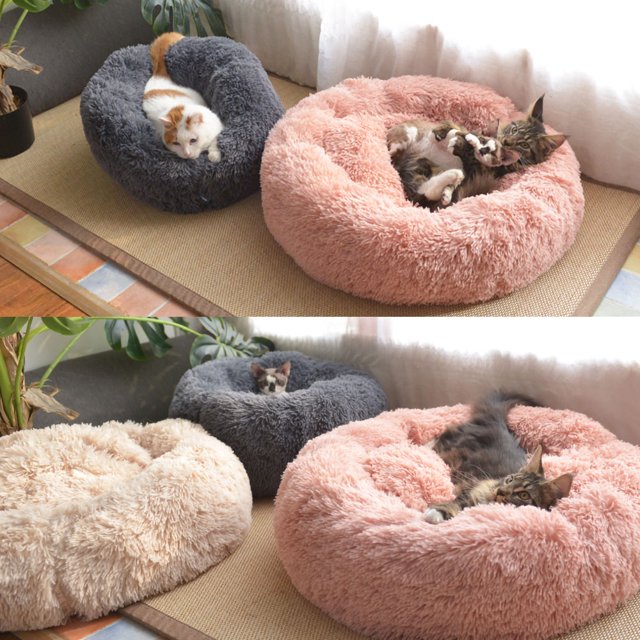 Labymos Blusea Lit Rond Doux en Peluche pour Animal de Compagnie Lit Doux pour Chat Lit pour Chat pour Chats Petit