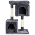 thumbnail image 3 of Yaheetech 33.5" Height Plush Cat Tree with Double Condos and Scratching Posts, Dark Gray, 3 of 8