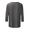 thumbnail image 4 of CHUANK T-Shirt Ajusté à Col Rond Mignon pour Femmes, Décontracté, Mi-Long, Manches 3/4, Blouse Extensible, Basique, Uni, Hauts, 4 of 5