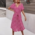 thumbnail image 1 of Robes d'Été Grande Taille pour Femmes 2024 Décontractées de Printemps et à Col en V à Manches Trois-Quarts Robe Imprimée Économisez jusqu'à 65 % de Rabais!, 1 of 7