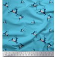 thumbnail image 1 of Soimoi Blue Rayon Fabric Reindeer Animal Decor Fabric Printed Yard 56 Inch Wide, 1 of 3