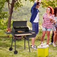 thumbnail image 2 of Outsunny Barbecue au Charbon de Bois Portatif en Acier de 48 Pouces pour Cour Arrière et Fumoir Déporté Combiné avec Roues, 2 of 5