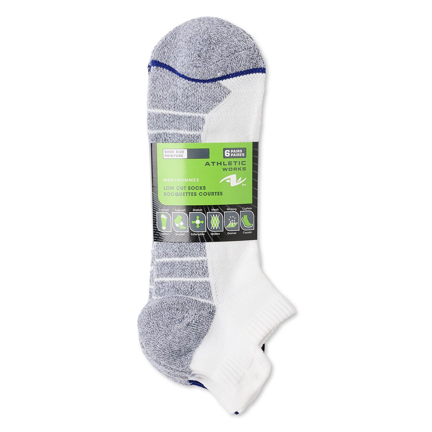 Athletic Works Men's Low-Cut Socks 6-Pack