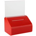 thumbnail image 2 of MCB Acrylic Donation & Ballot Box, Ticket Raffles & Drawing, Voting or Comment Box - with Safety Lock and Display Sign Holder 8"x 6"x 5" (Orange), 2 of 5